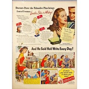 Colgate Dental Cream "It cleans your breathe & your teeth" Vintage Print Ad 1948